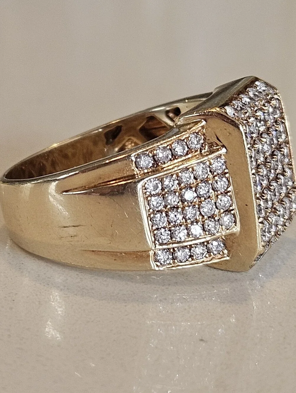 Men's 2.25ct+ Natural Diamond Designer Joe Rodeo SOLID 14k Yellow Gold Ring